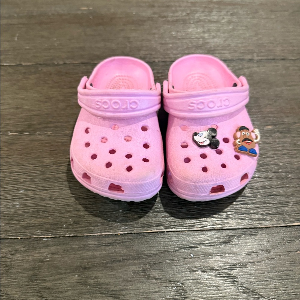 CROCS Kids' Pink Classic Clog with Character Jibbitz